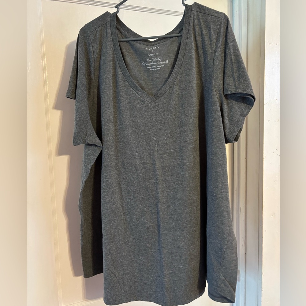 Torrid Charcoal V-Neck Short Sleeve Top